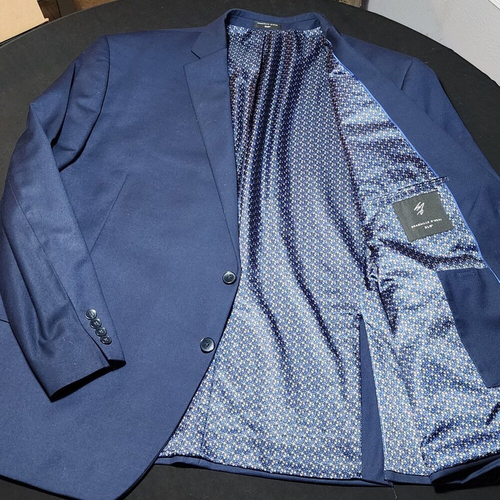 Shaquille O'Neal XLG Navy Blue Suit Jacket Blazer With Blue & Gold Lining 58L